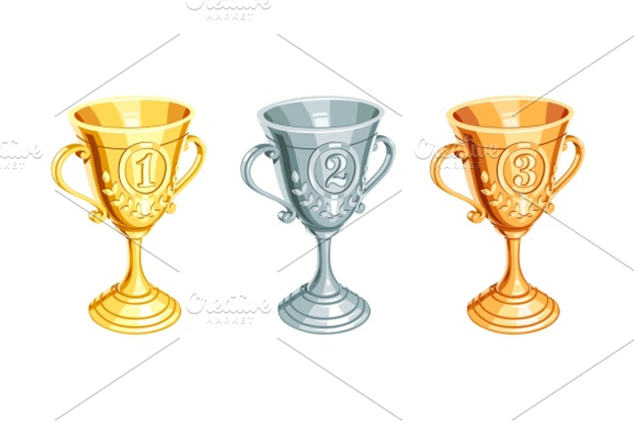 Gold, bronze, silver champion cup in Illustrations - product preview 8