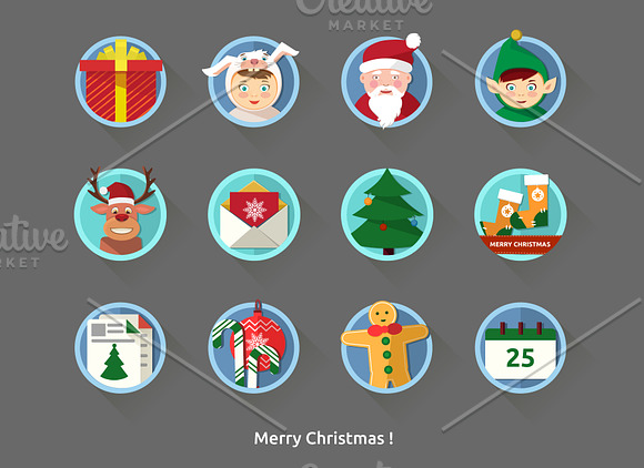 Christmas flat icons illustrated in Graphics - product preview 1