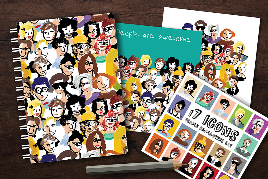 Art people faces vector set in Illustrations - product preview 8