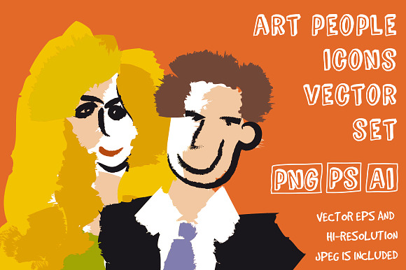 Art people faces vector set in Illustrations - product preview 3