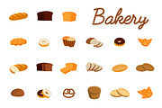 Set of illustrations with bakery products