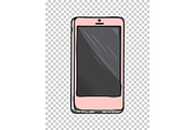 Pink Glamorous Smartphone Isolated Illustration