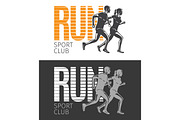 Run Sport Club. Two Pictures with Running People.