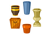 Garden pots. Set of various color flowerpots