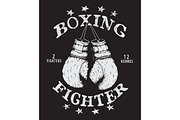 Vector label with boxing gloves