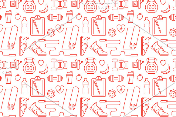Sports and fitness pattern and icons in Patterns - product preview 1