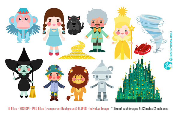 Digital Clipart Wizard Of Oz in Illustrations - product preview 1