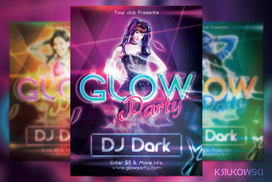 Glow Party Flyer in Flyer Templates - product preview 8