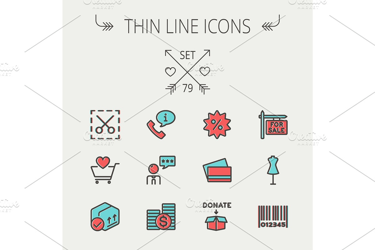 Business shopping thin line icon set in Graphics - product preview 8