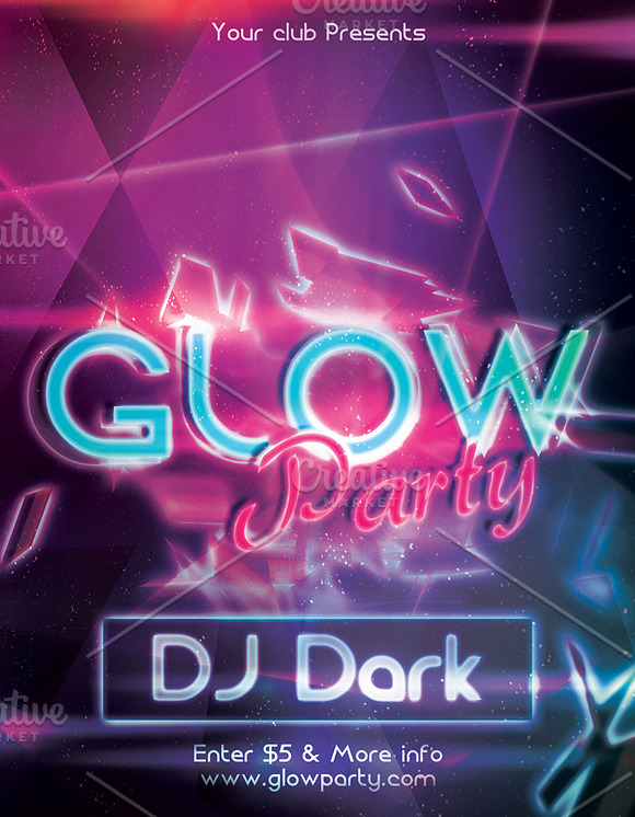 Glow Party Flyer in Flyer Templates - product preview 2