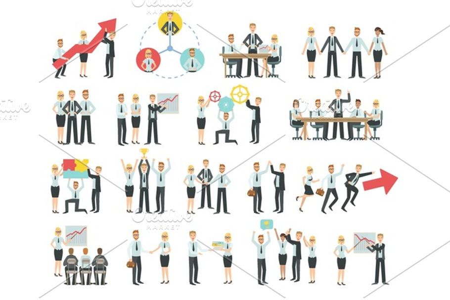 Business Team Working Together Achievement Process Infographic in Illustrations - product preview 8