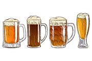 Set of mugs of beer