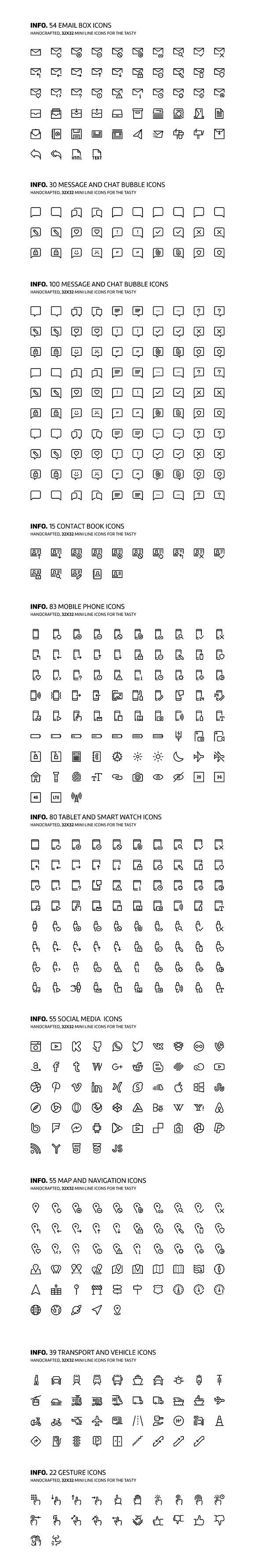 Mini line minimal pix perfect icons in Text Message Icons - product preview 2