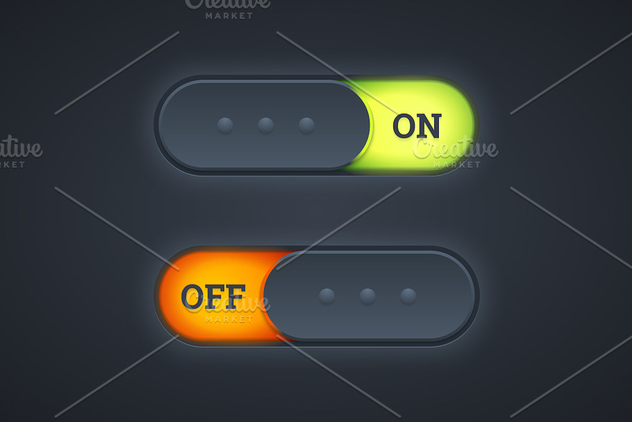 On and off switch toggle buttons in Illustrations - product preview 8