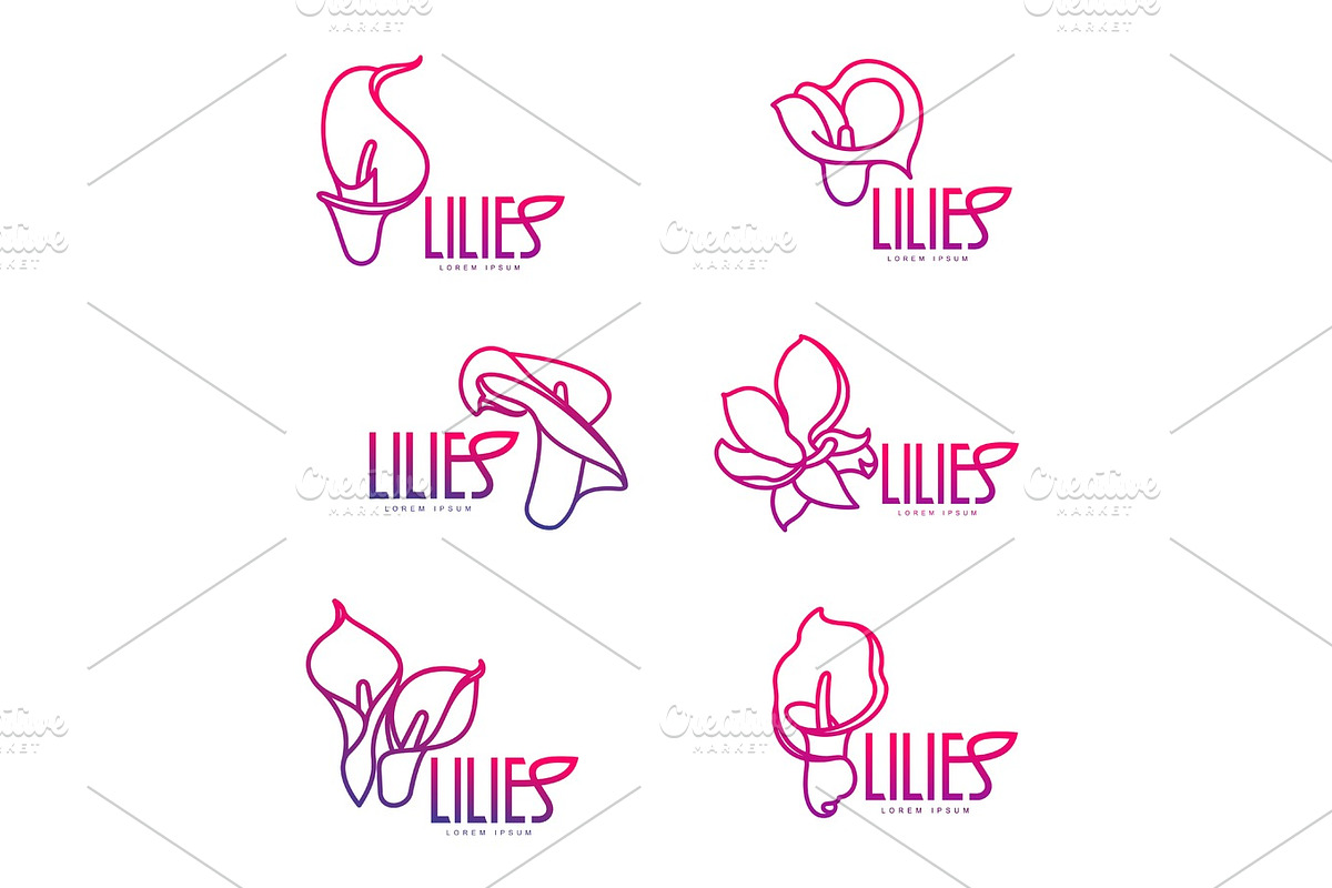 Elegant lilies logo template in Illustrations - product preview 8