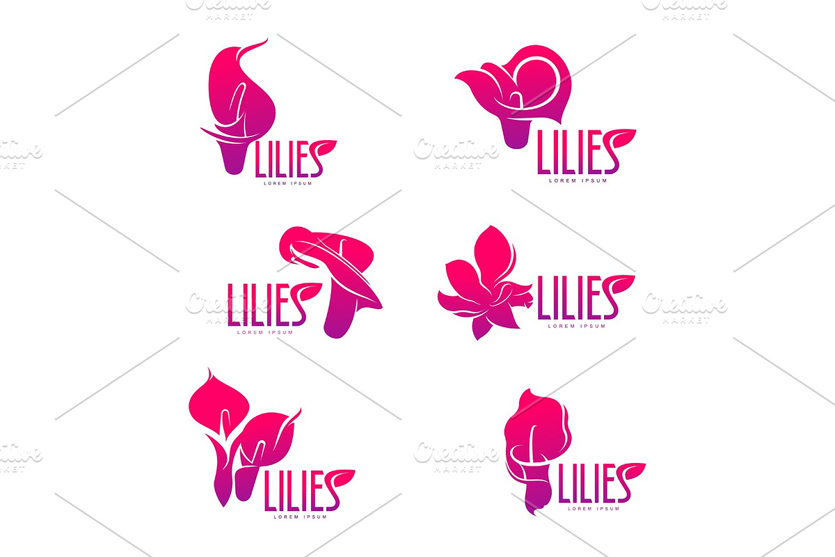 Elegant lilies logo template in Illustrations - product preview 8