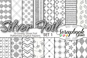Silver Foil Pattern Digital Papers