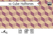 Cube Halftones Seamless Patterns