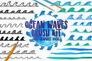 Ocean Waves Watercolor Brush Kit