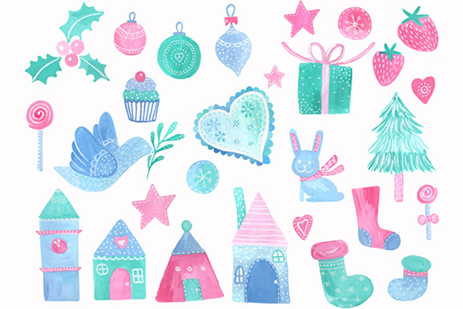 Christmas Watercolor Clipart in Illustrations - product preview 8
