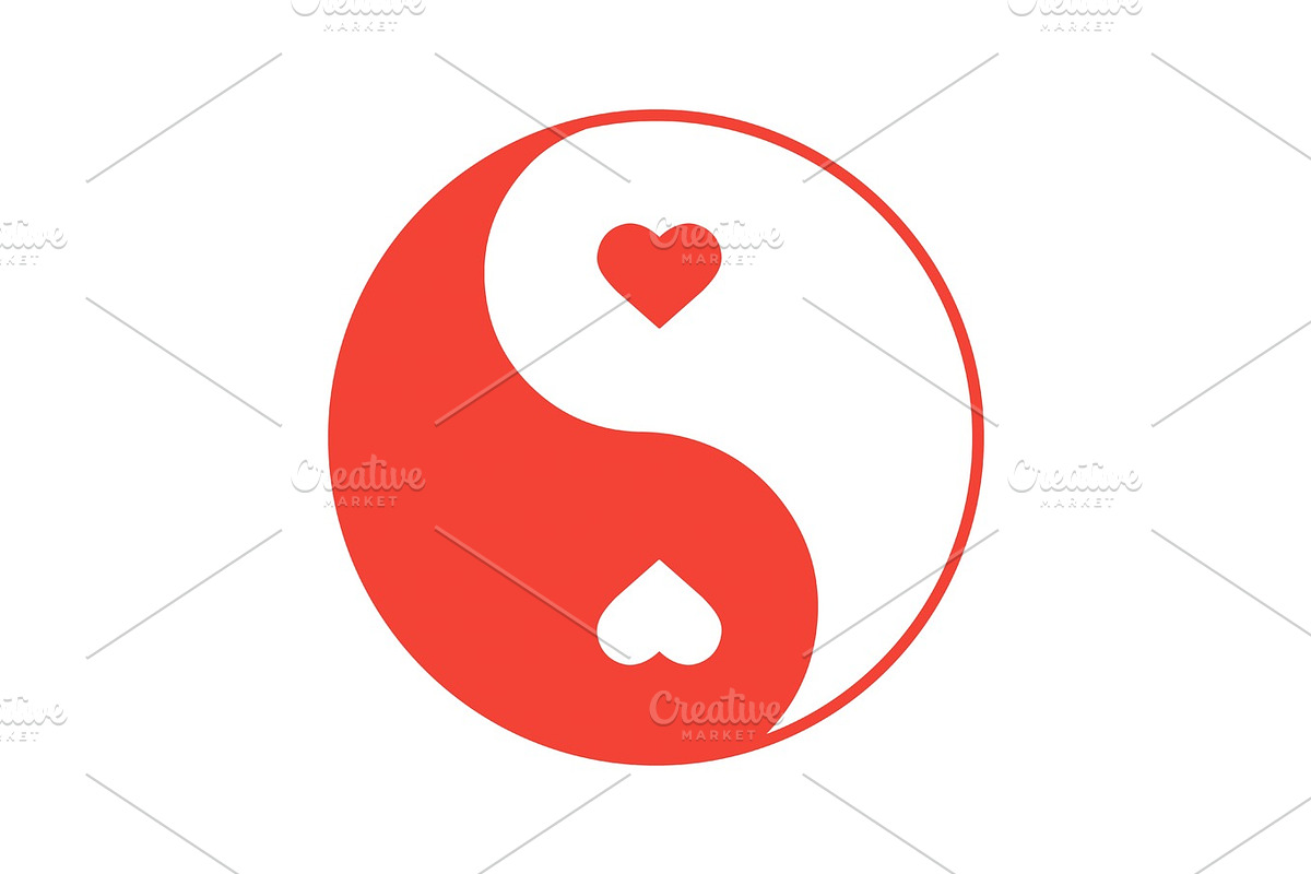 Yin Yang with hearts color icon in Objects - product preview 8