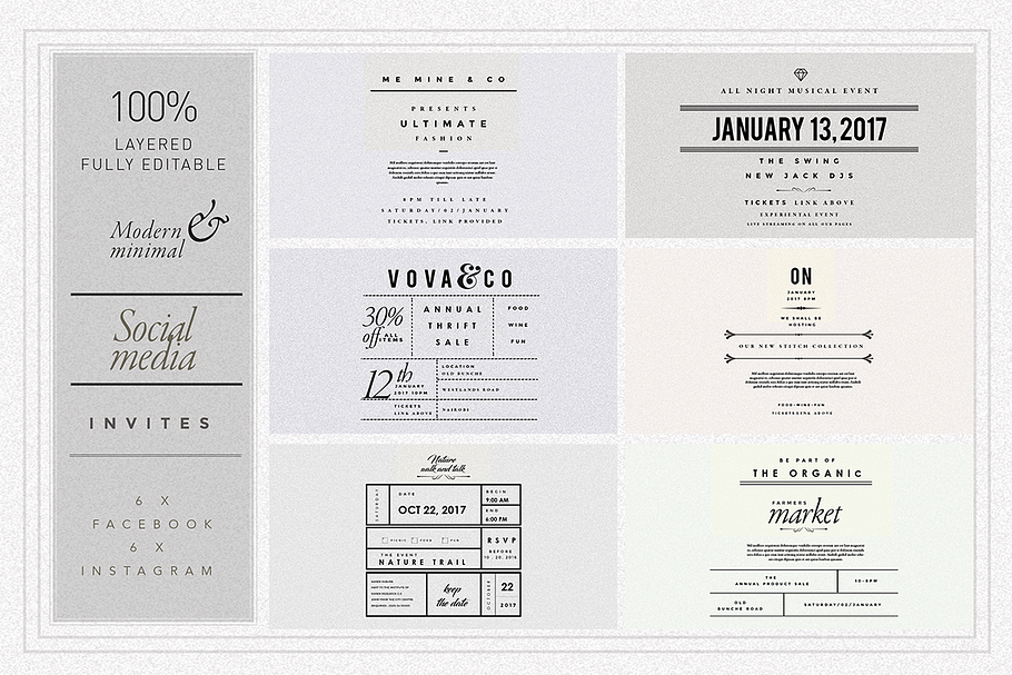 The MINIMALIST Social Media invites in Facebook Templates - product preview 8