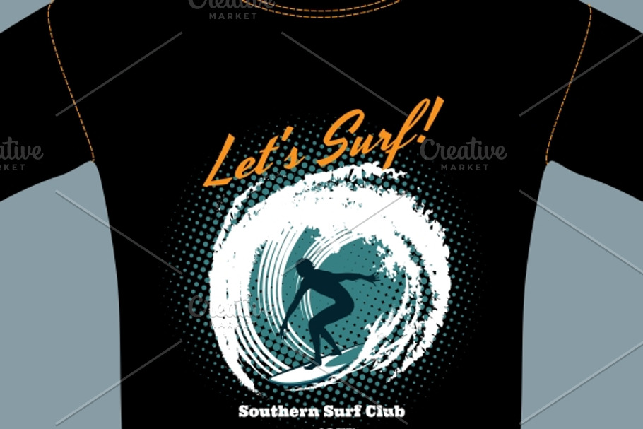 Surf Club t-shirt template design in Illustrations - product preview 8