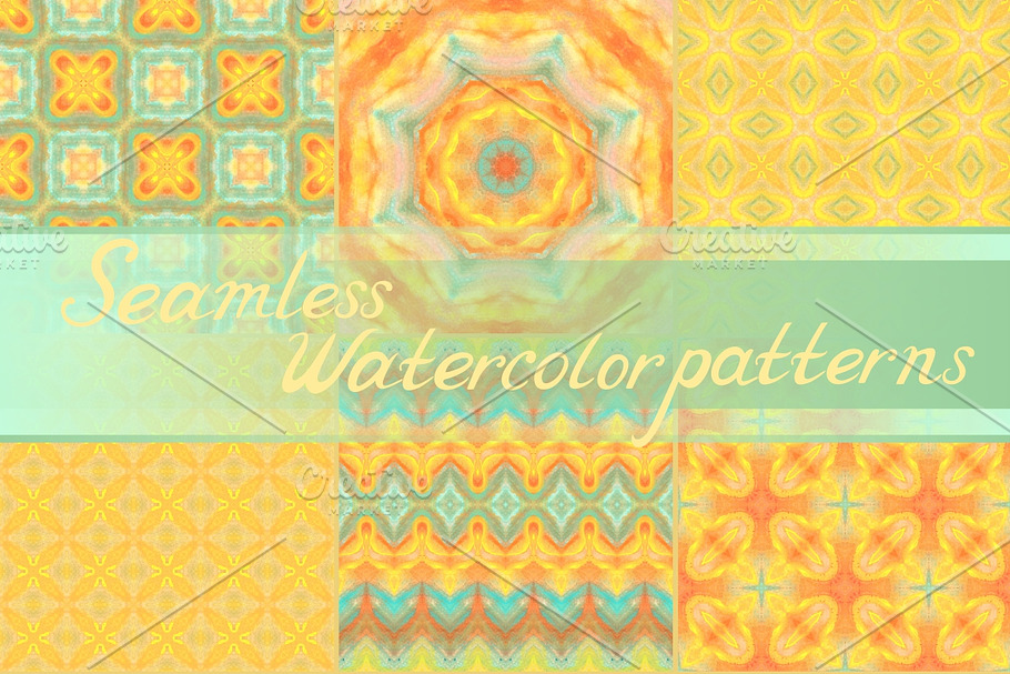 Set: 20 seamless watercolor patterns in Textures - product preview 8