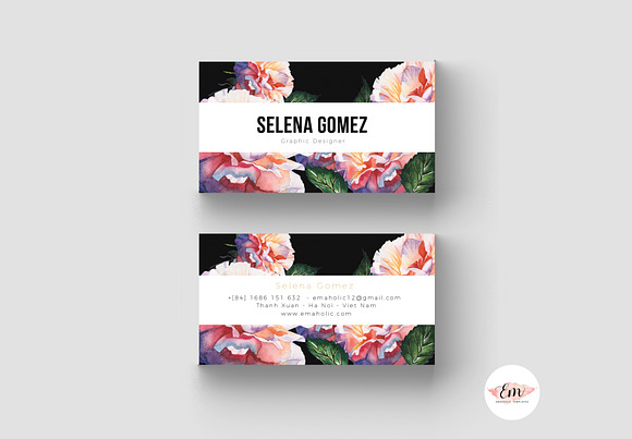 Florals Business Card Template in Business Card Templates - product preview 1