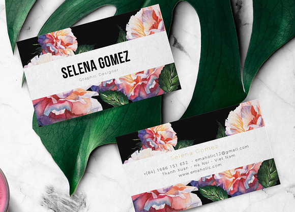 Florals Business Card Template in Business Card Templates - product preview 2