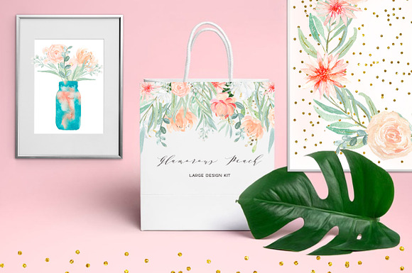 50% OFF Peach peonies Watercolor in Illustrations - product preview 5