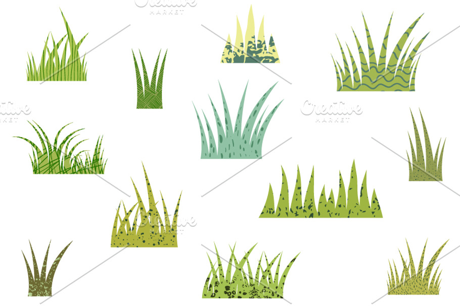 Green fun textured grass clipart