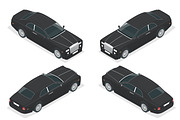 Luxury VIP car. Isometric vector representing an luxury car hire fleet or transportation