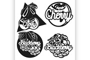 Color vintage fruit emblems