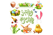 Happy Easter vector icon set