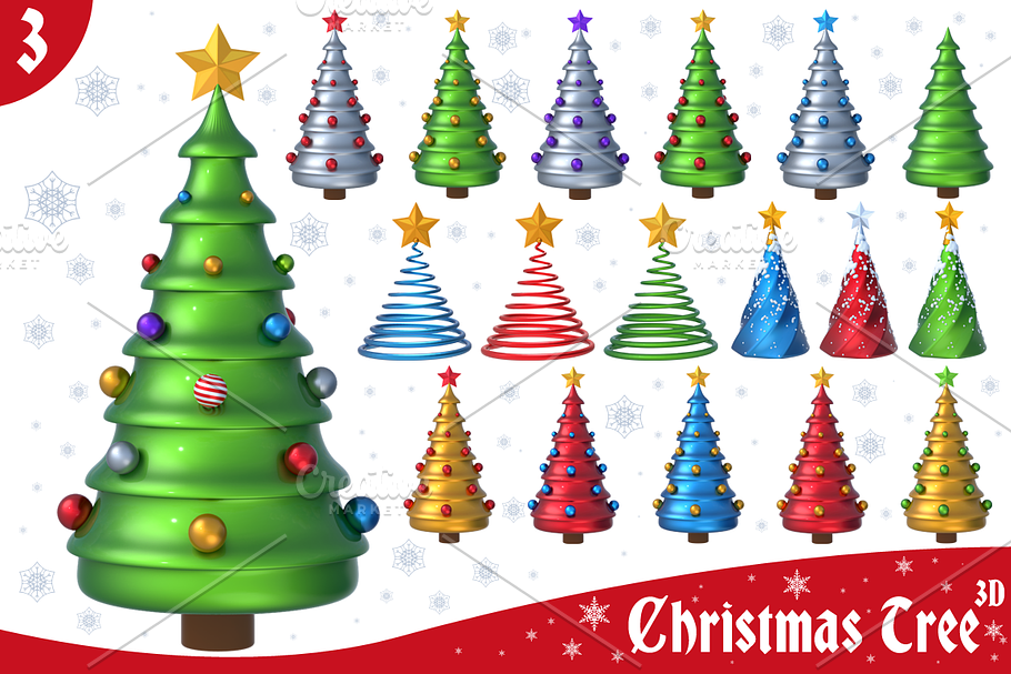 Christmas Tree 3D Set 3