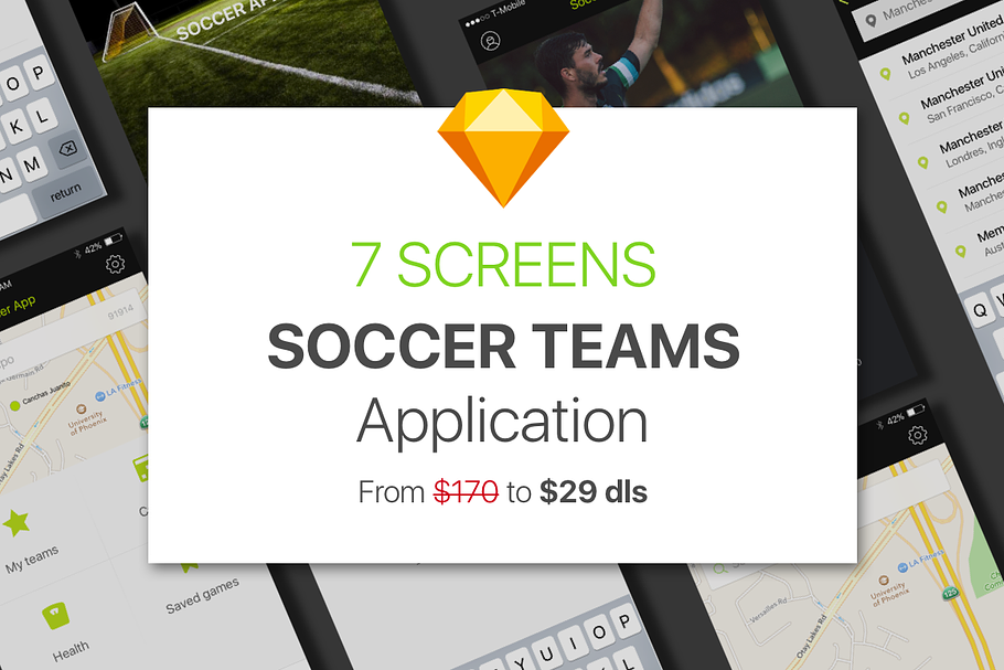 Soccer Teams - Sketch app UI