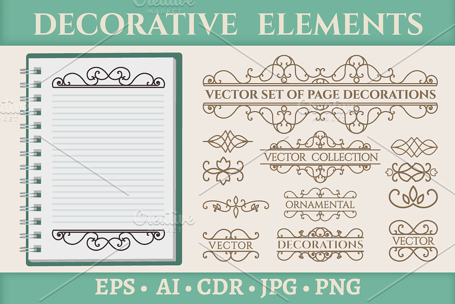 13 Vintage page decoration elements in Objects - product preview 8