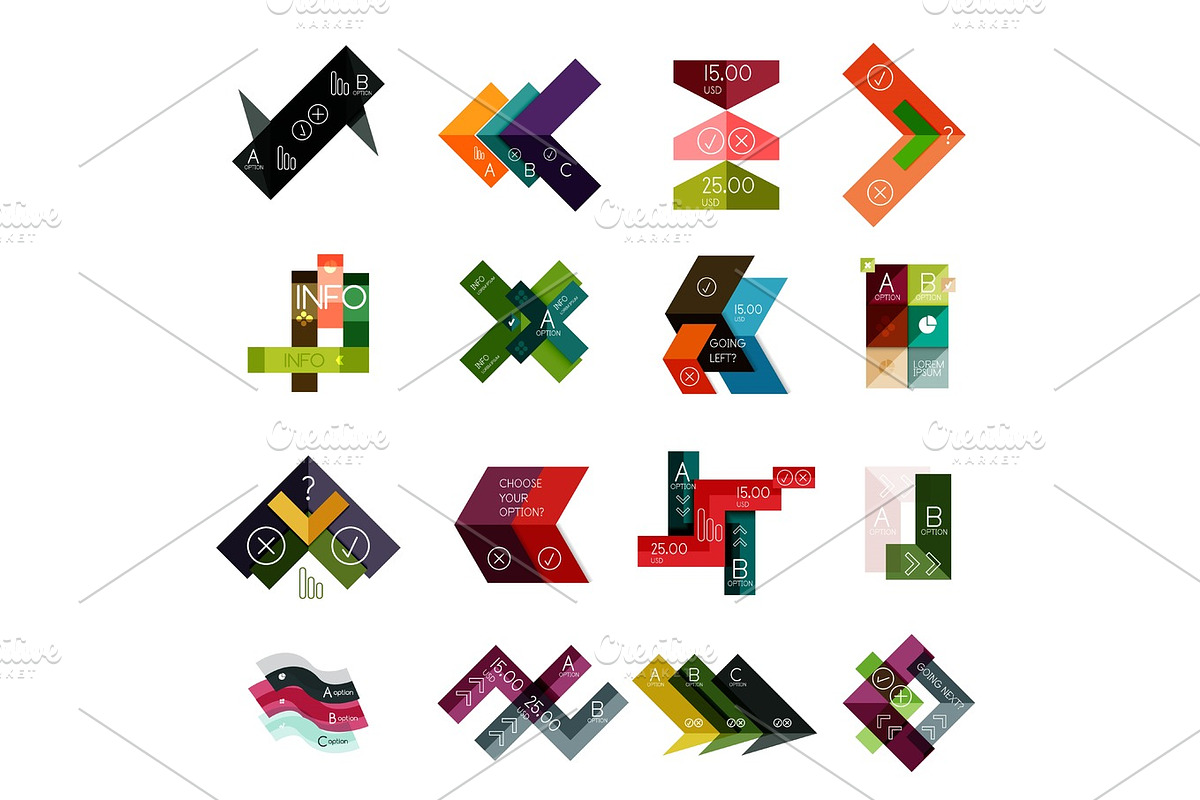 Set of abstract geometrical infographic diagram presentation elements in Objects - product preview 8