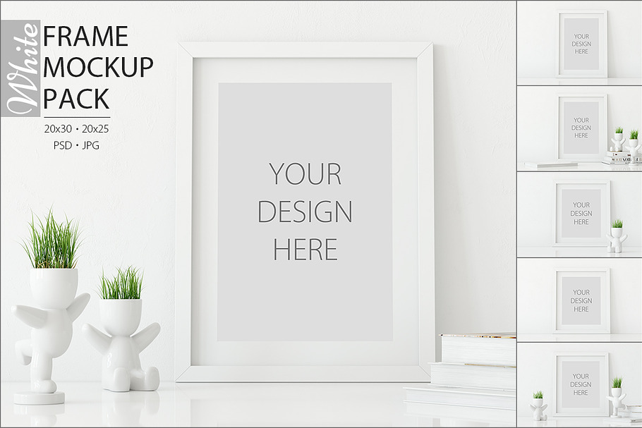 White Frames Mockup - PACK in Print Mockups - product preview 8