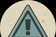 Attention sign icon with long shadow. Simple circle icon.