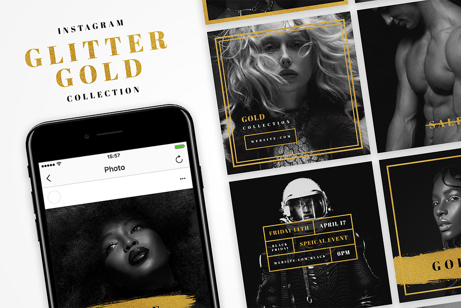 Instagram Glitter Gold Pack in Instagram Templates - product preview 8