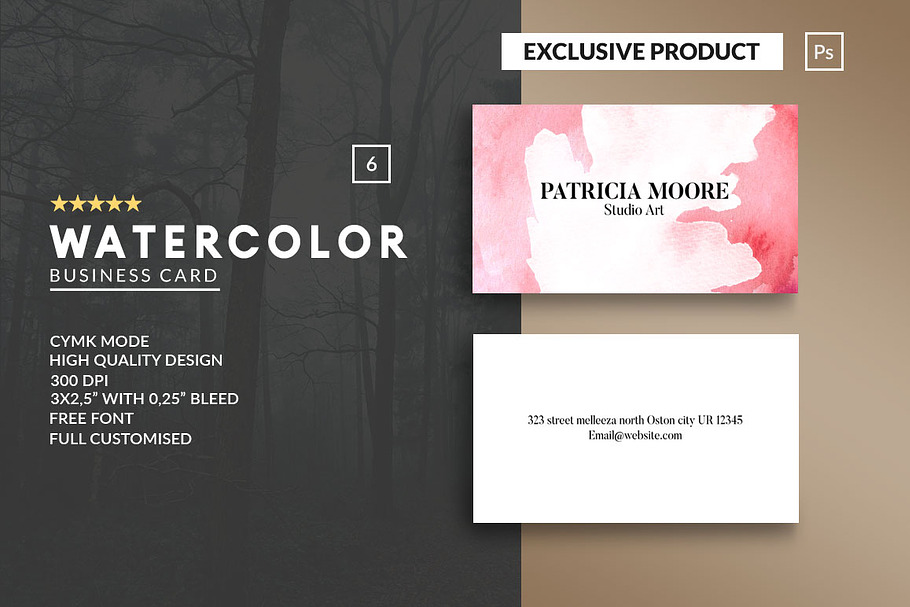 Watercolor Business Card Template 