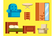 Sofa isolated vector illustration isolated furniture interior living element comfortable home room set house wardrobe table armchair classic relax