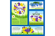 Spring flowers holiday posters and vector banners