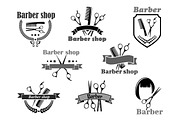 Barber shop vector icons set templates