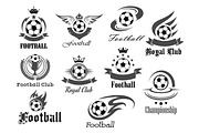 Football ball vector icons for royal soccer