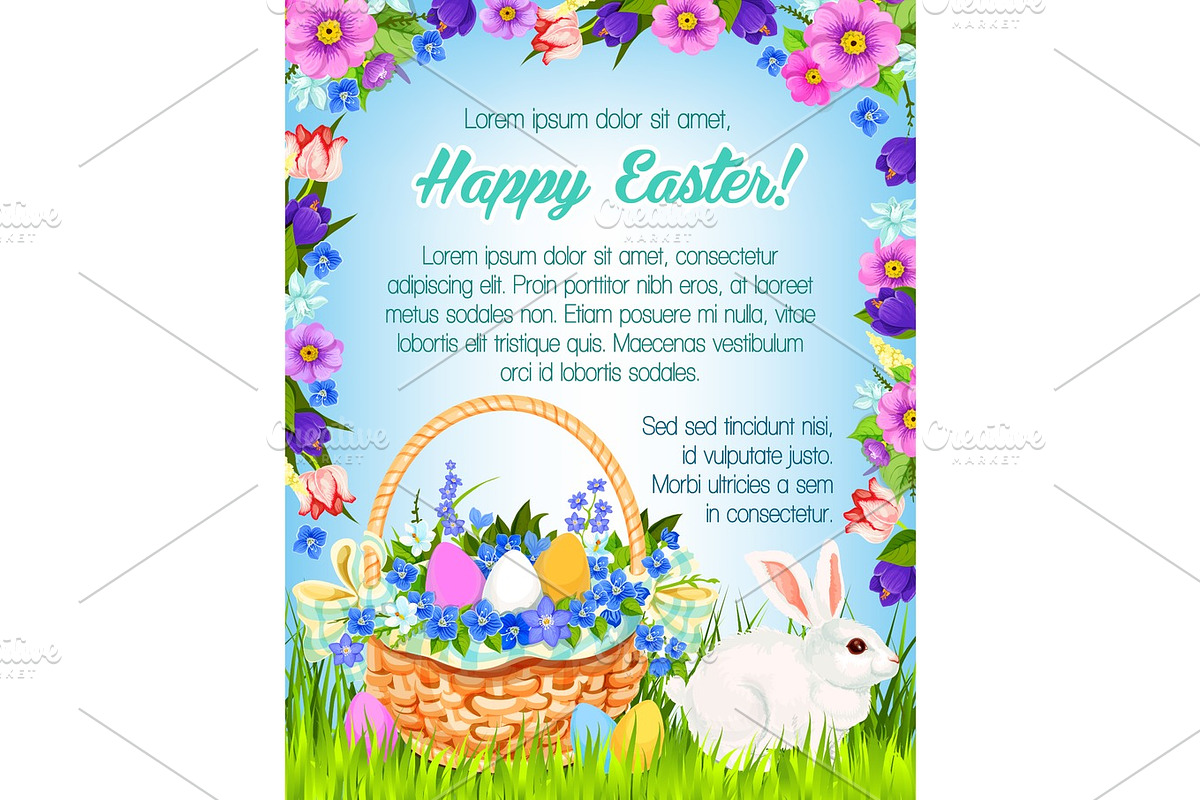 Happy Easter vector paschal greeting poster in Graphics - product preview 8
