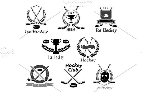 Ice hockey club or tournament vector award symbols