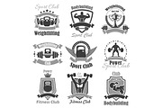 Weightlifting fitness gym sport club vector icons
